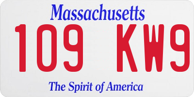MA license plate 109KW9