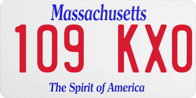 MA license plate 109KX0