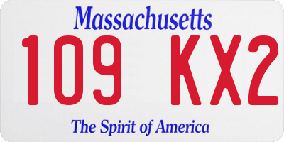 MA license plate 109KX2