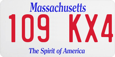MA license plate 109KX4
