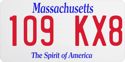 MA license plate 109KX8