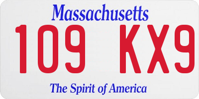 MA license plate 109KX9