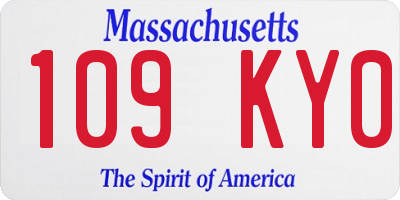 MA license plate 109KY0