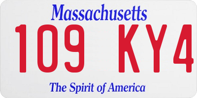 MA license plate 109KY4