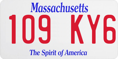 MA license plate 109KY6