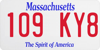 MA license plate 109KY8