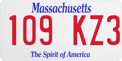 MA license plate 109KZ3