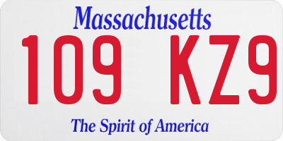 MA license plate 109KZ9