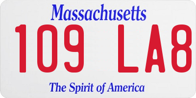 MA license plate 109LA8
