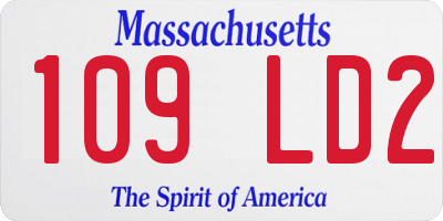 MA license plate 109LD2