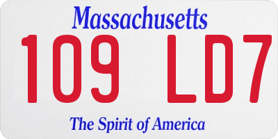 MA license plate 109LD7