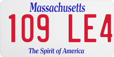 MA license plate 109LE4