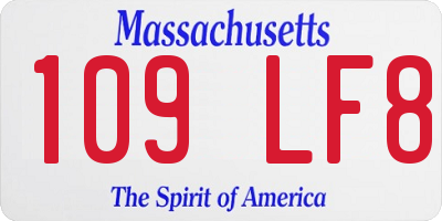 MA license plate 109LF8