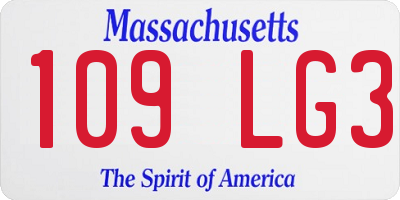MA license plate 109LG3