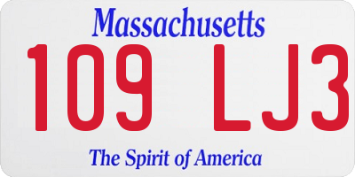 MA license plate 109LJ3