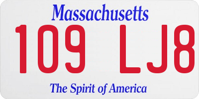 MA license plate 109LJ8