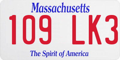 MA license plate 109LK3