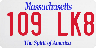 MA license plate 109LK8