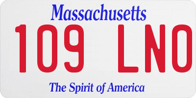 MA license plate 109LN0