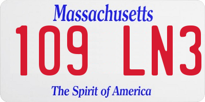 MA license plate 109LN3