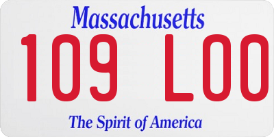 MA license plate 109LO0