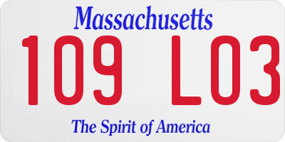 MA license plate 109LO3