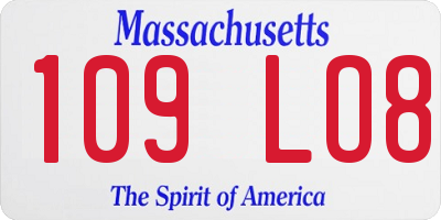 MA license plate 109LO8