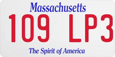 MA license plate 109LP3