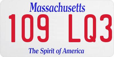 MA license plate 109LQ3