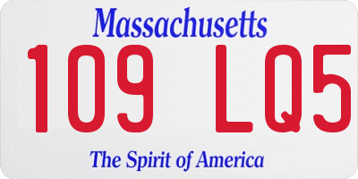 MA license plate 109LQ5