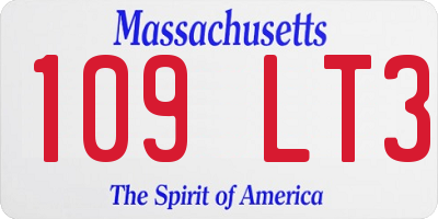 MA license plate 109LT3