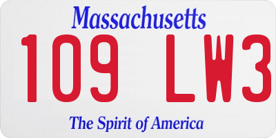 MA license plate 109LW3