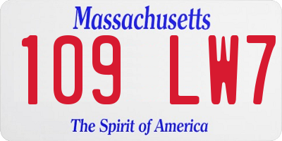 MA license plate 109LW7