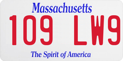 MA license plate 109LW9