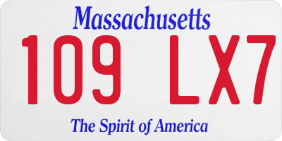 MA license plate 109LX7