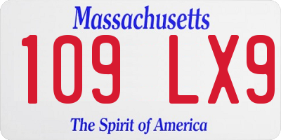 MA license plate 109LX9