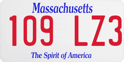 MA license plate 109LZ3