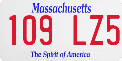 MA license plate 109LZ5