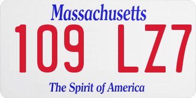 MA license plate 109LZ7