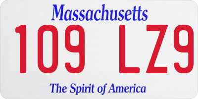 MA license plate 109LZ9