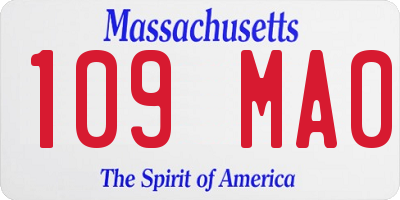 MA license plate 109MA0