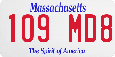 MA license plate 109MD8