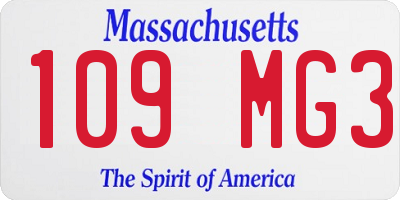 MA license plate 109MG3