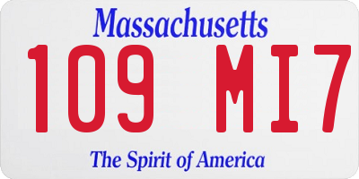 MA license plate 109MI7