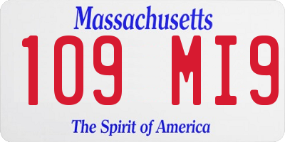 MA license plate 109MI9
