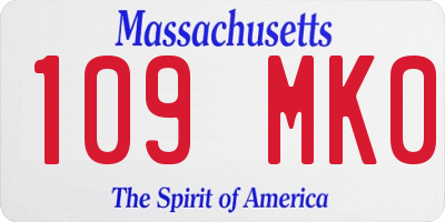 MA license plate 109MK0