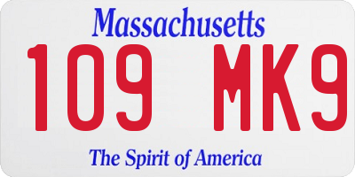 MA license plate 109MK9