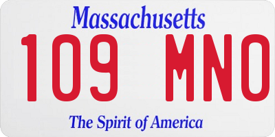 MA license plate 109MN0
