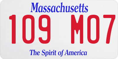 MA license plate 109MO7