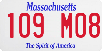 MA license plate 109MO8